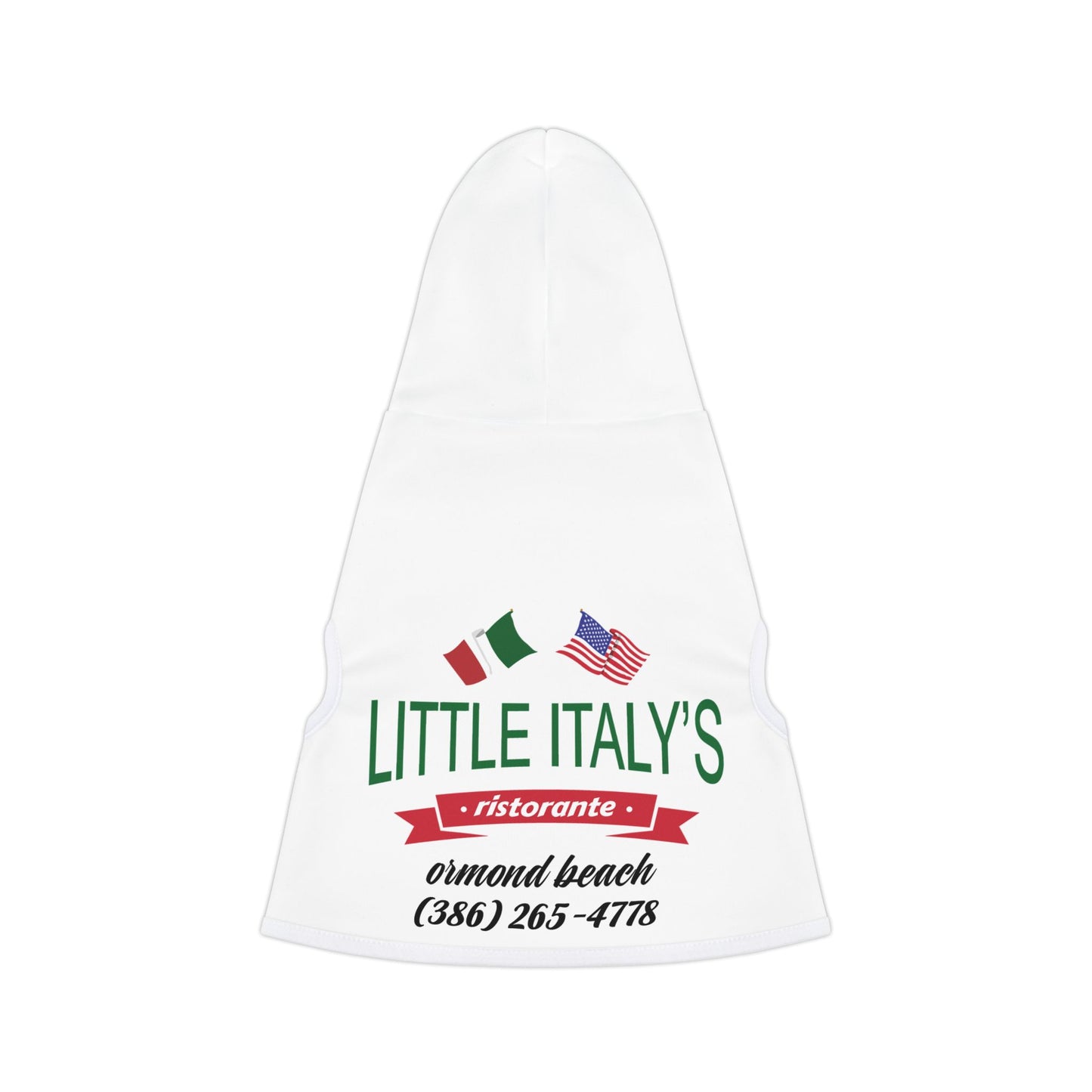 Little Italy's Ristaurante Pet Hoodie | Ormond Beach | Italian American Flag Logo