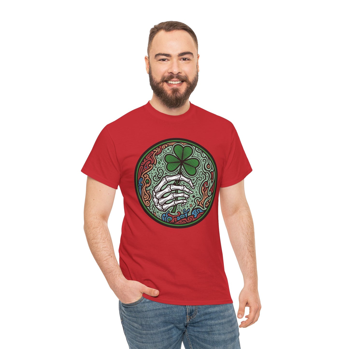 St. Patrick’s Day Skeleton Hand with Shamrock T‑Shirt