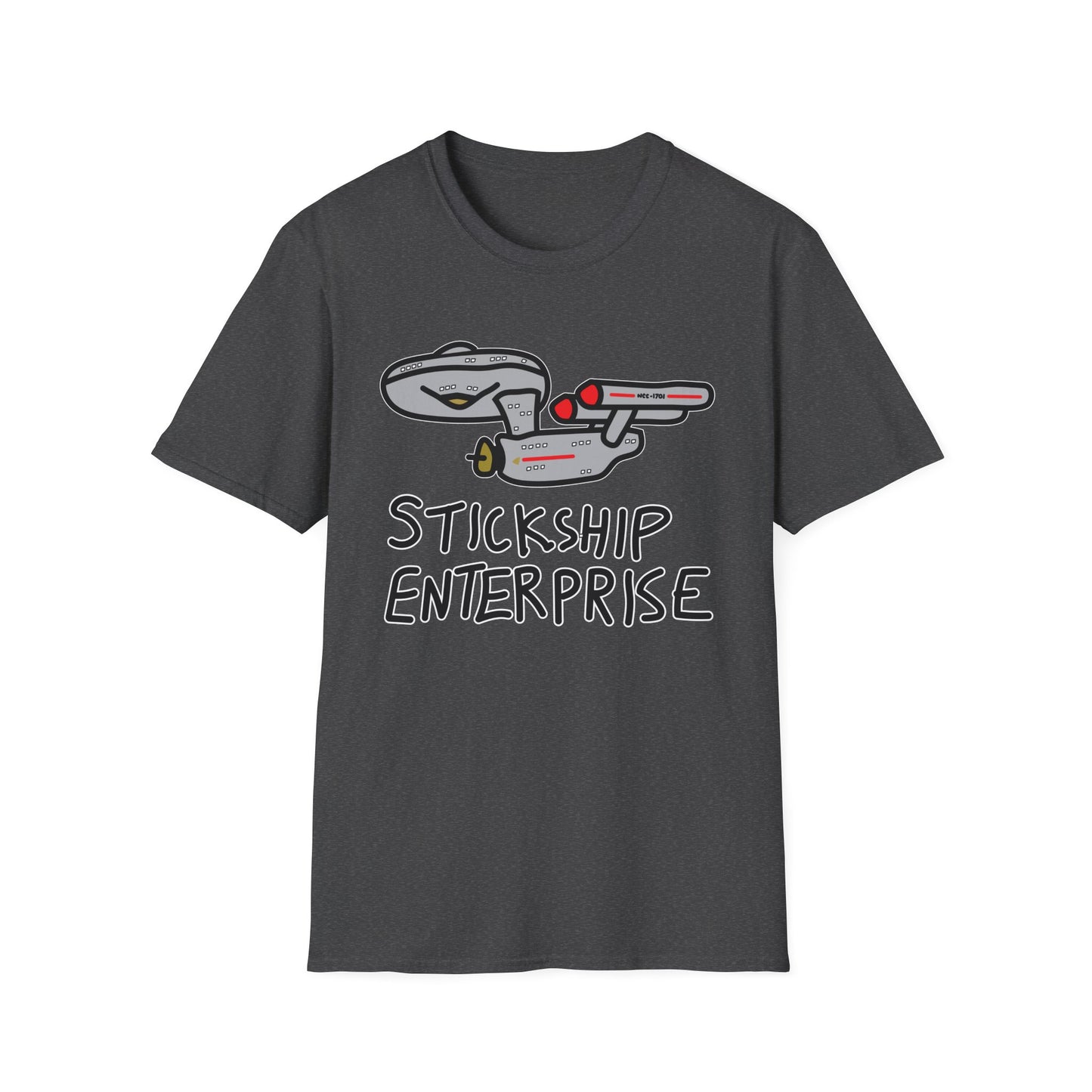 Stickship Enterprise T-Shirt | Space Ship Cartoon Tee
