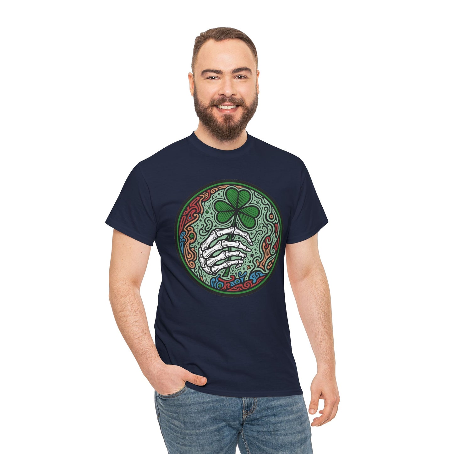 St. Patrick’s Day Skeleton Hand with Shamrock T‑Shirt