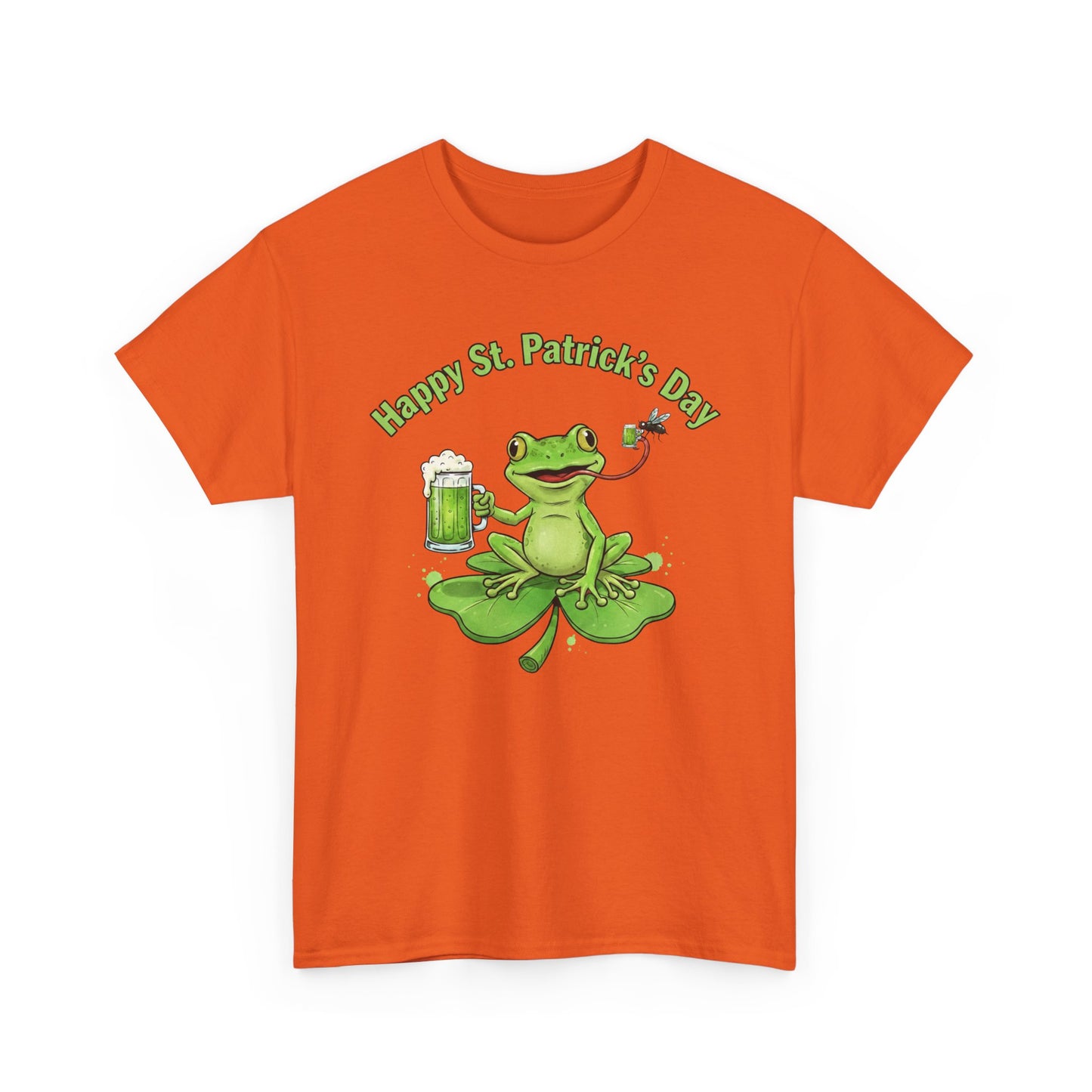 St. Patrick’s Day Happy Frog on a Shamrock T‑Shirt