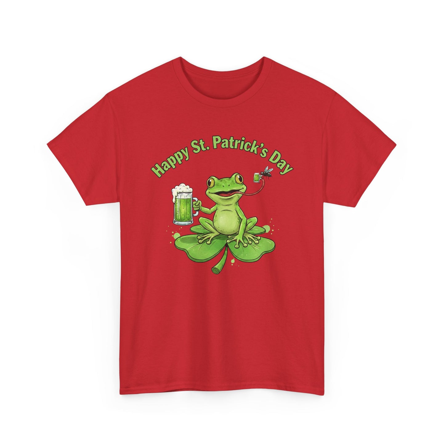 St. Patrick’s Day Happy Frog on a Shamrock T‑Shirt