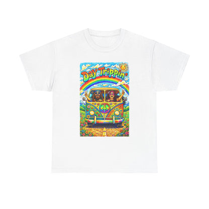 Day Trippin VW Bus Tee | Hippie Van Peace Sign Rainbow Design