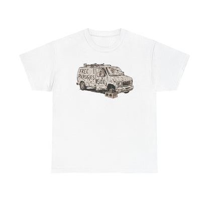 Free Pierogies Sketchy Van Funny Tee | Bad Food Truck Illustration T-Shirt