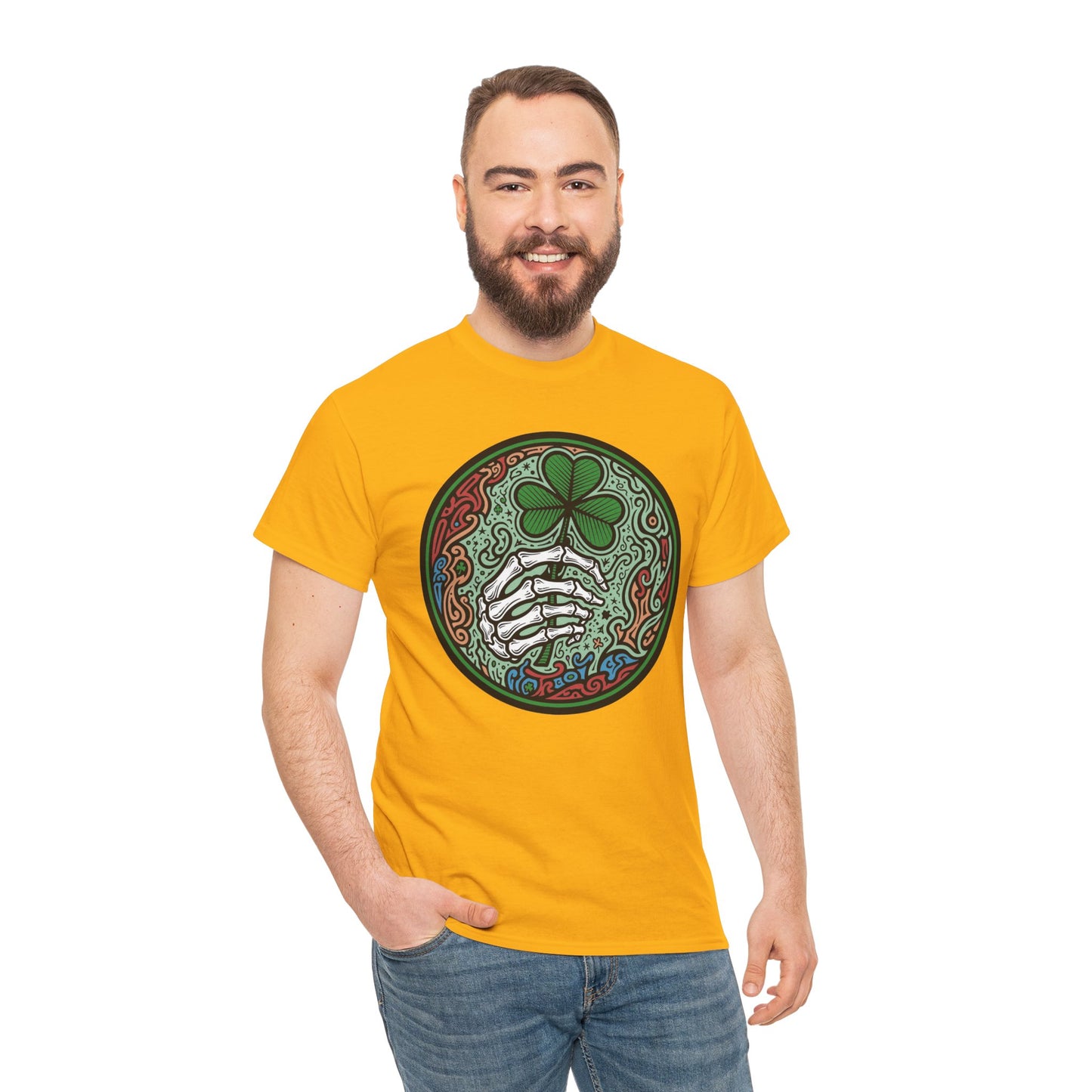 St. Patrick’s Day Skeleton Hand with Shamrock T‑Shirt