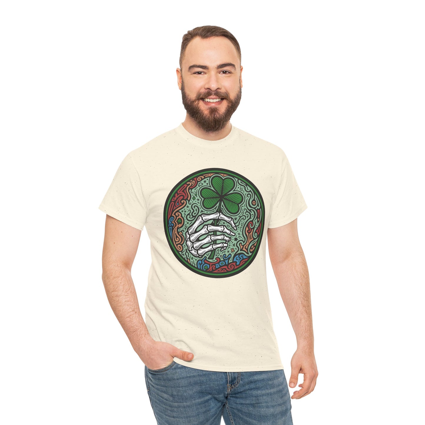 St. Patrick’s Day Skeleton Hand with Shamrock T‑Shirt