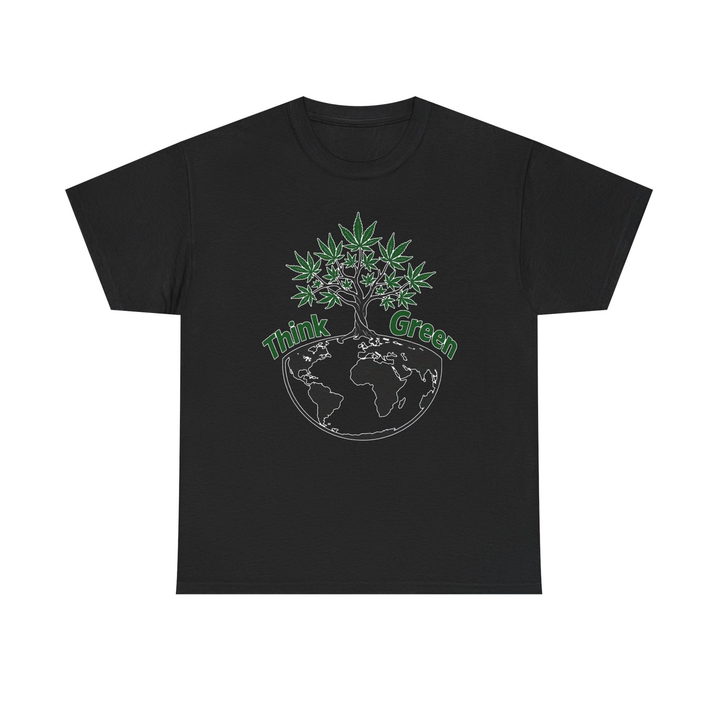 Think Green Marijuana Earth Tree T-Shirt | Environmental Graphic Tee