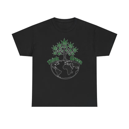 Think Green Marijuana Earth Tree T-Shirt | Environmental Graphic Tee