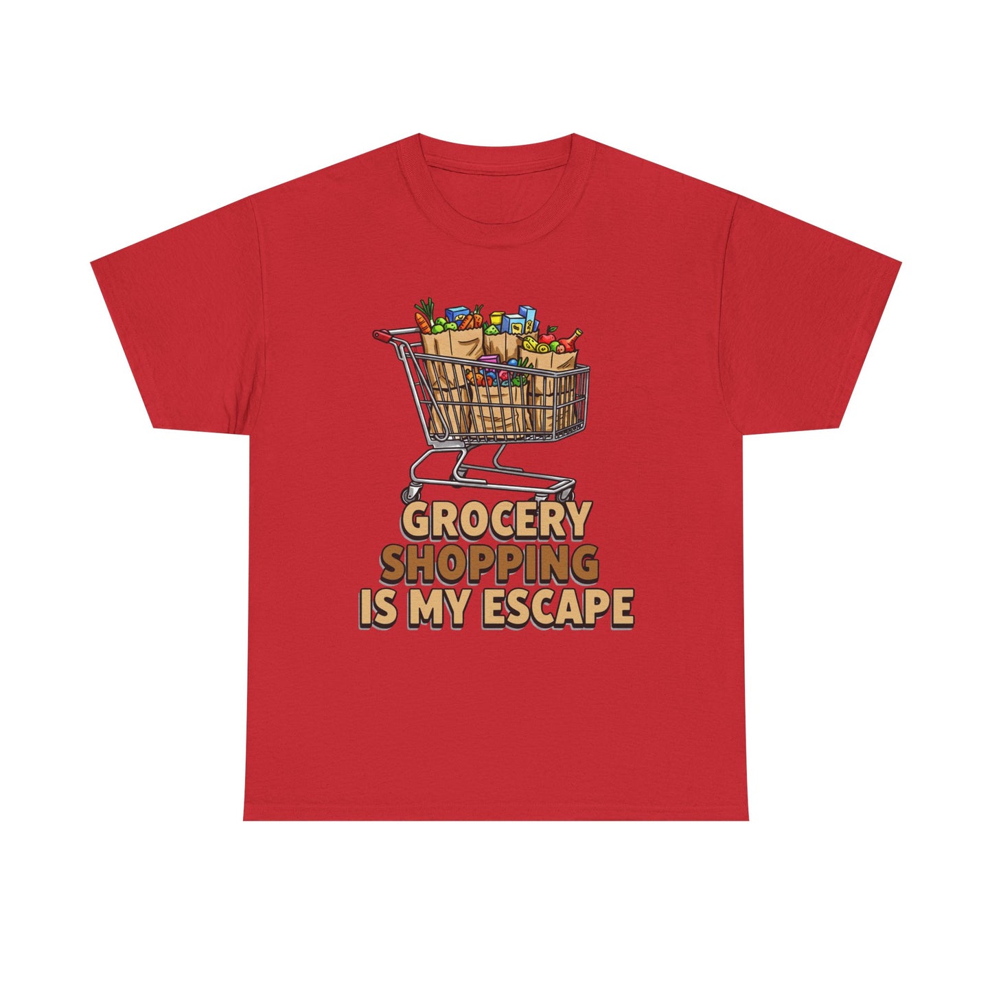 Grocery Shopping Is My Escape T-Shirt | Foodie | Shopping Cart Illustration