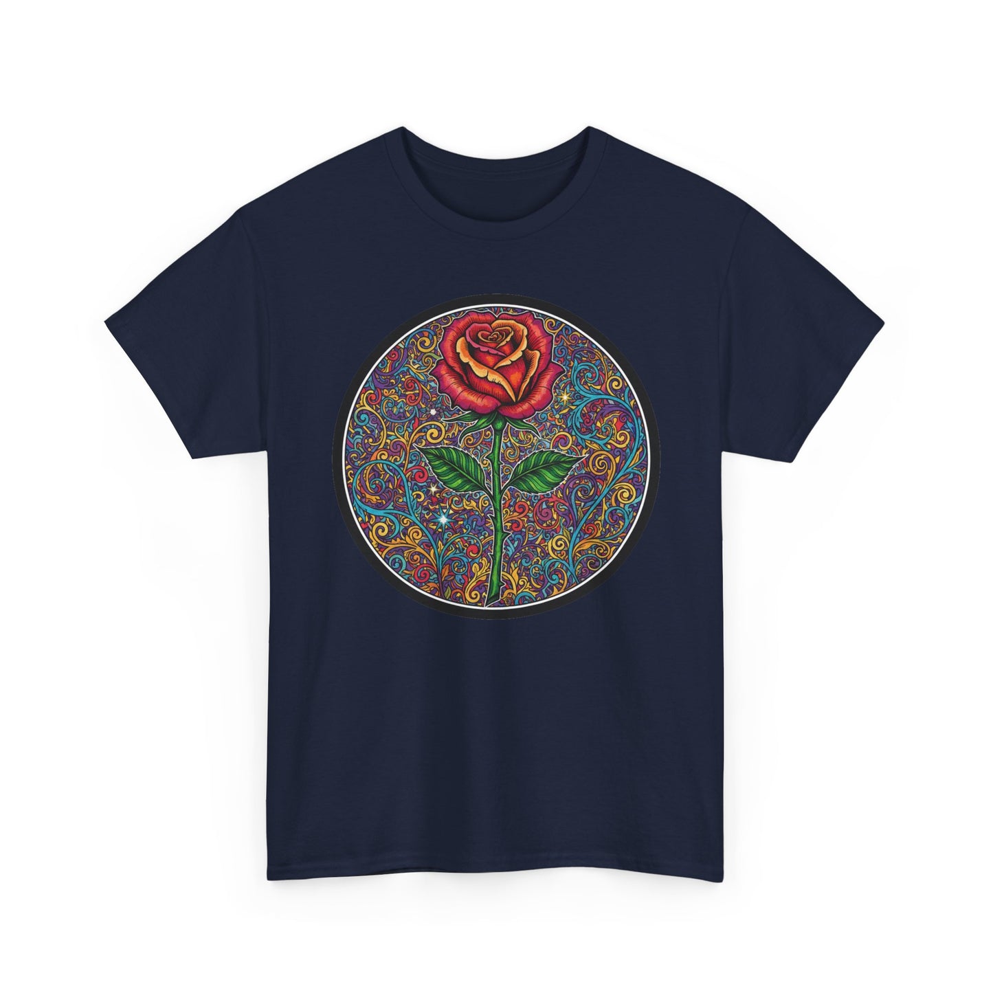 Floral Rose Mandala Tee | Psychedelic Boho Rose Graphic T-Shirt