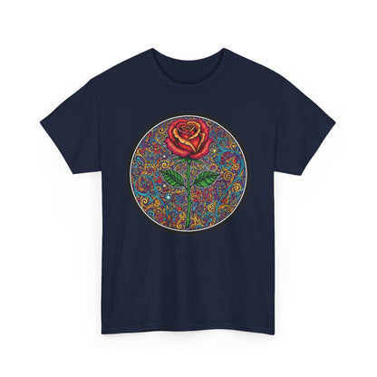 Floral Rose Mandala Tee | Psychedelic Boho Rose Graphic T-Shirt