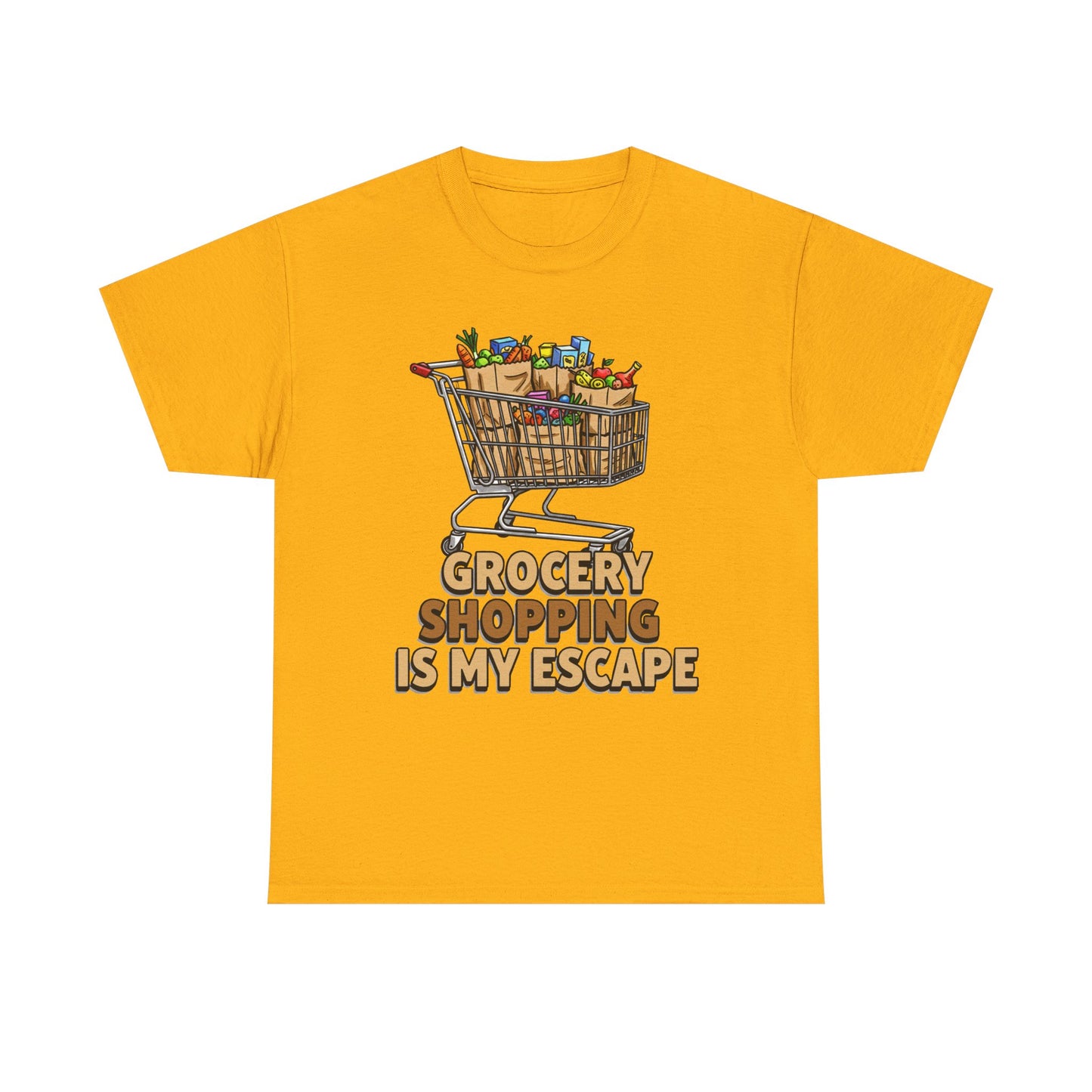 Grocery Shopping Is My Escape T-Shirt | Foodie | Shopping Cart Illustration