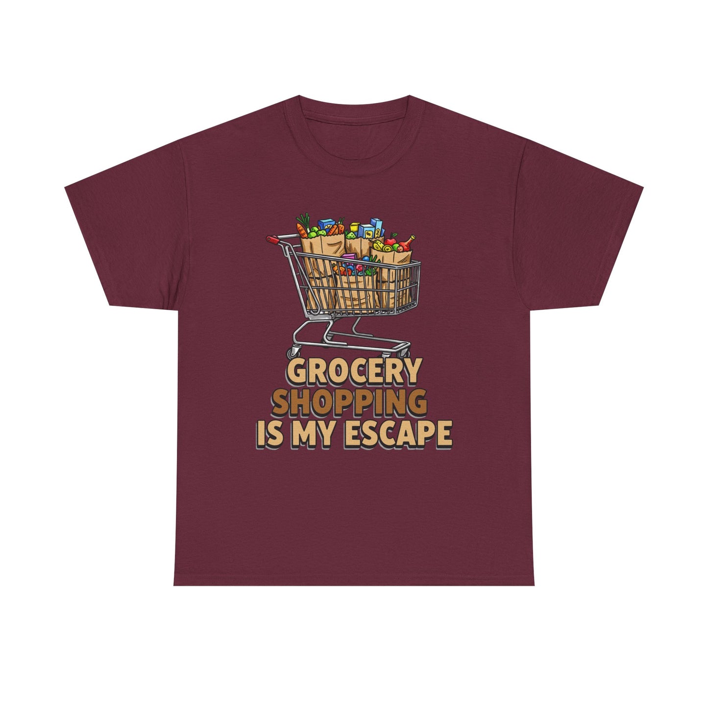 Grocery Shopping Is My Escape T-Shirt | Foodie | Shopping Cart Illustration