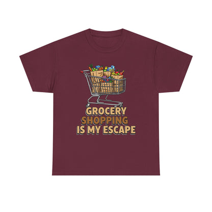Grocery Shopping Is My Escape T-Shirt | Foodie | Shopping Cart Illustration