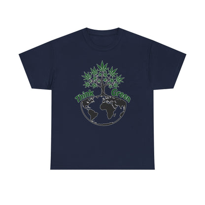 Think Green Marijuana Earth Tree T-Shirt | Environmental Graphic Tee
