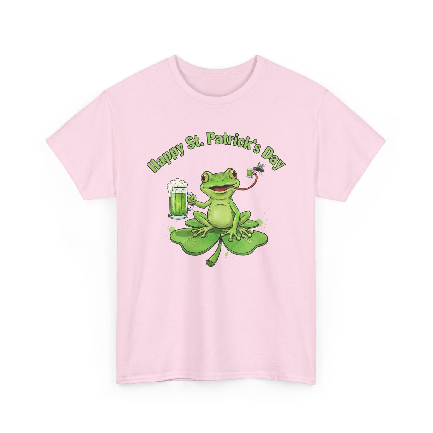 St. Patrick’s Day Happy Frog on a Shamrock T‑Shirt
