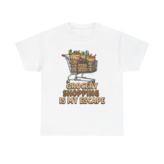 Grocery Shopping Is My Escape T-Shirt | Foodie | Shopping Cart Illustration