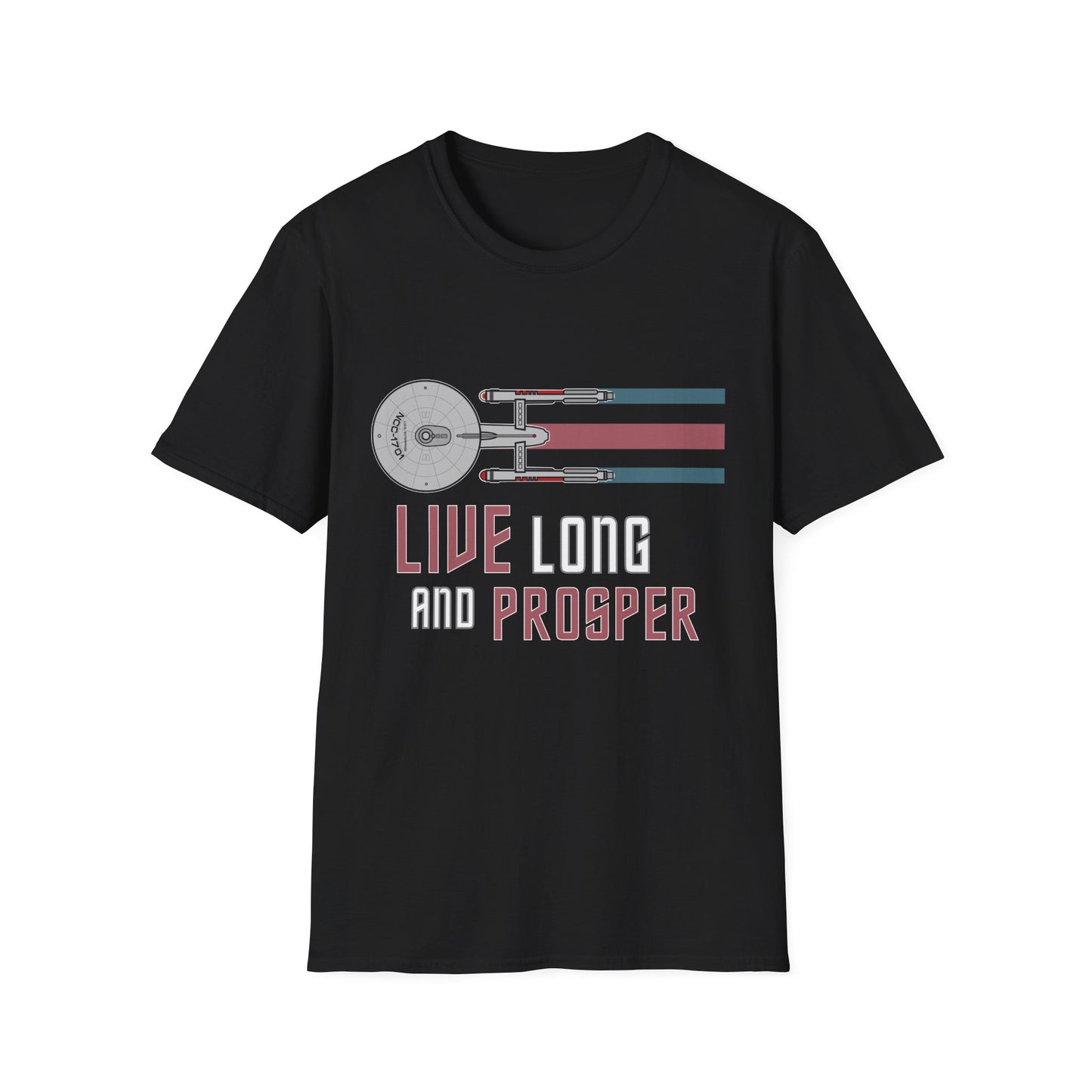 Live Long and Prosper Starship Enterprise T-Shirt | Retro Star Trek Graphic Tee