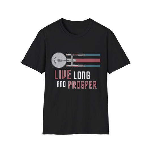 Live Long and Prosper Starship Enterprise T-Shirt | Retro Star Trek Graphic Tee