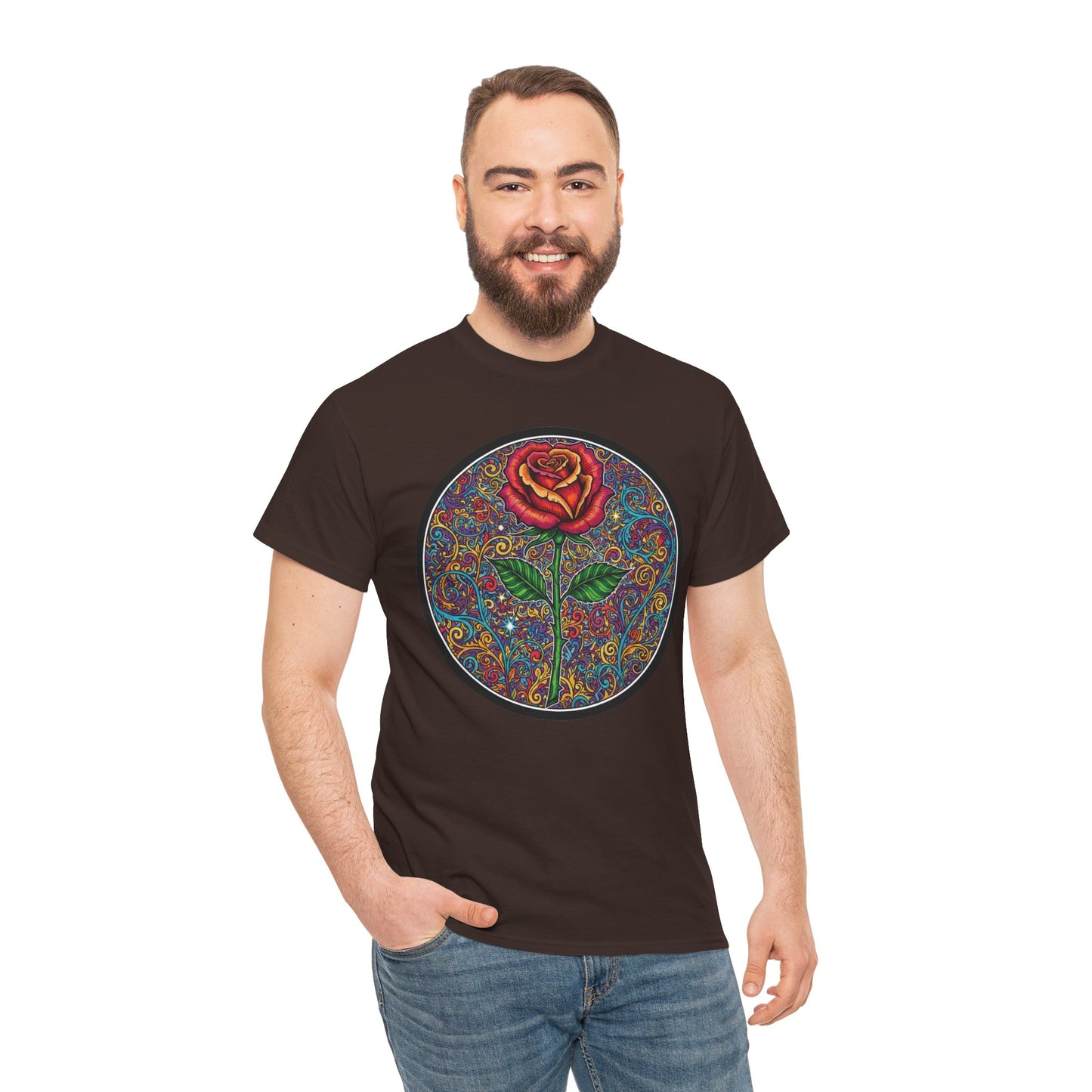 Floral Rose Mandala Tee | Psychedelic Boho Rose Graphic T-Shirt