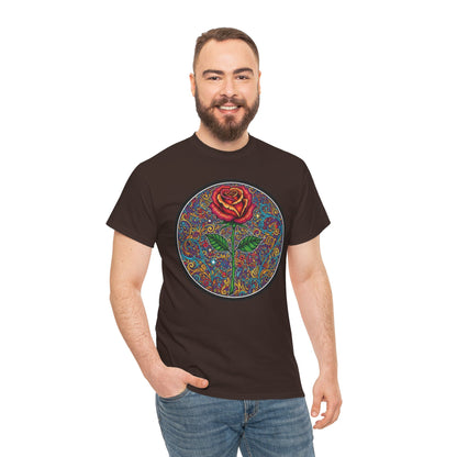 Floral Rose Mandala Tee | Psychedelic Boho Rose Graphic T-Shirt