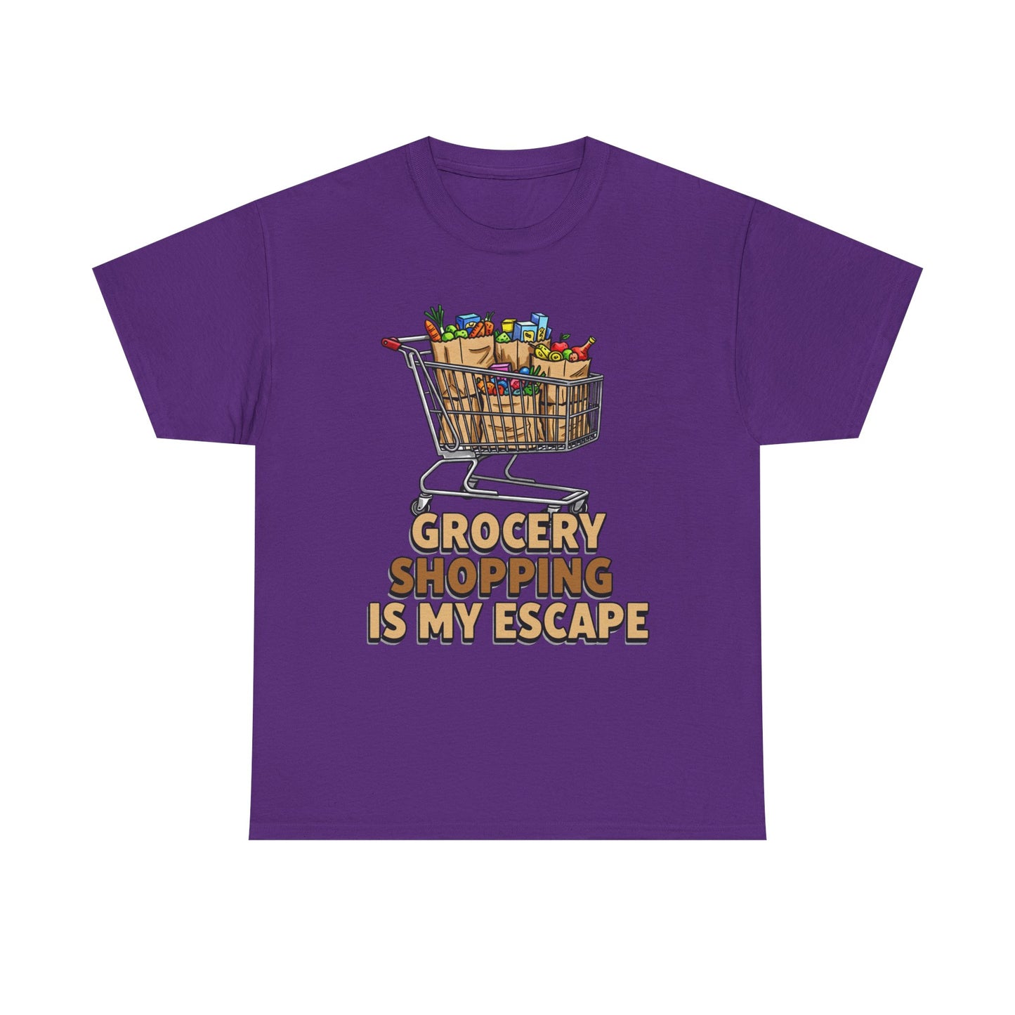 Grocery Shopping Is My Escape T-Shirt | Foodie | Shopping Cart Illustration