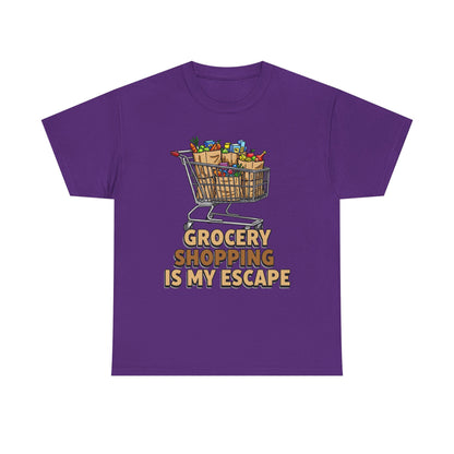 Grocery Shopping Is My Escape T-Shirt | Foodie | Shopping Cart Illustration