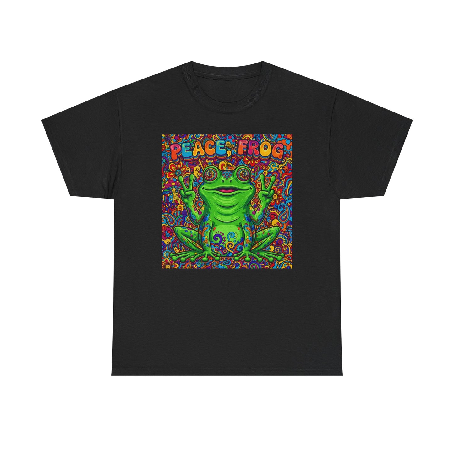Peace Frog psychedelic frog tee | colorful hippie frog shirt