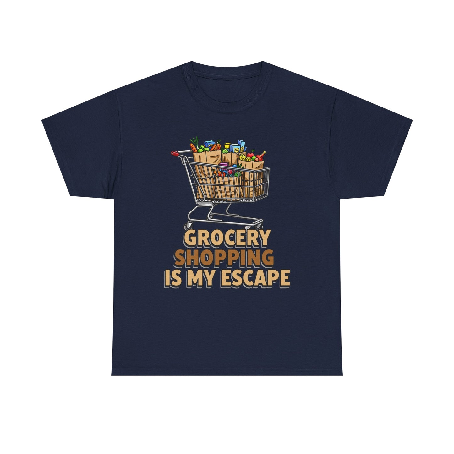 Grocery Shopping Is My Escape T-Shirt | Foodie | Shopping Cart Illustration