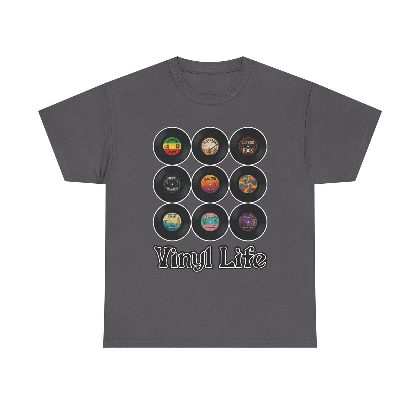 Vinyl Life record collection Tee | Retro vinyl records graphic T-Shirt