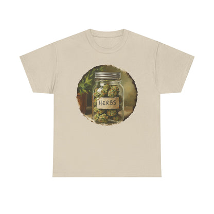 Marijuana Mason Jar Tee | Weed Herb Jar Illustration