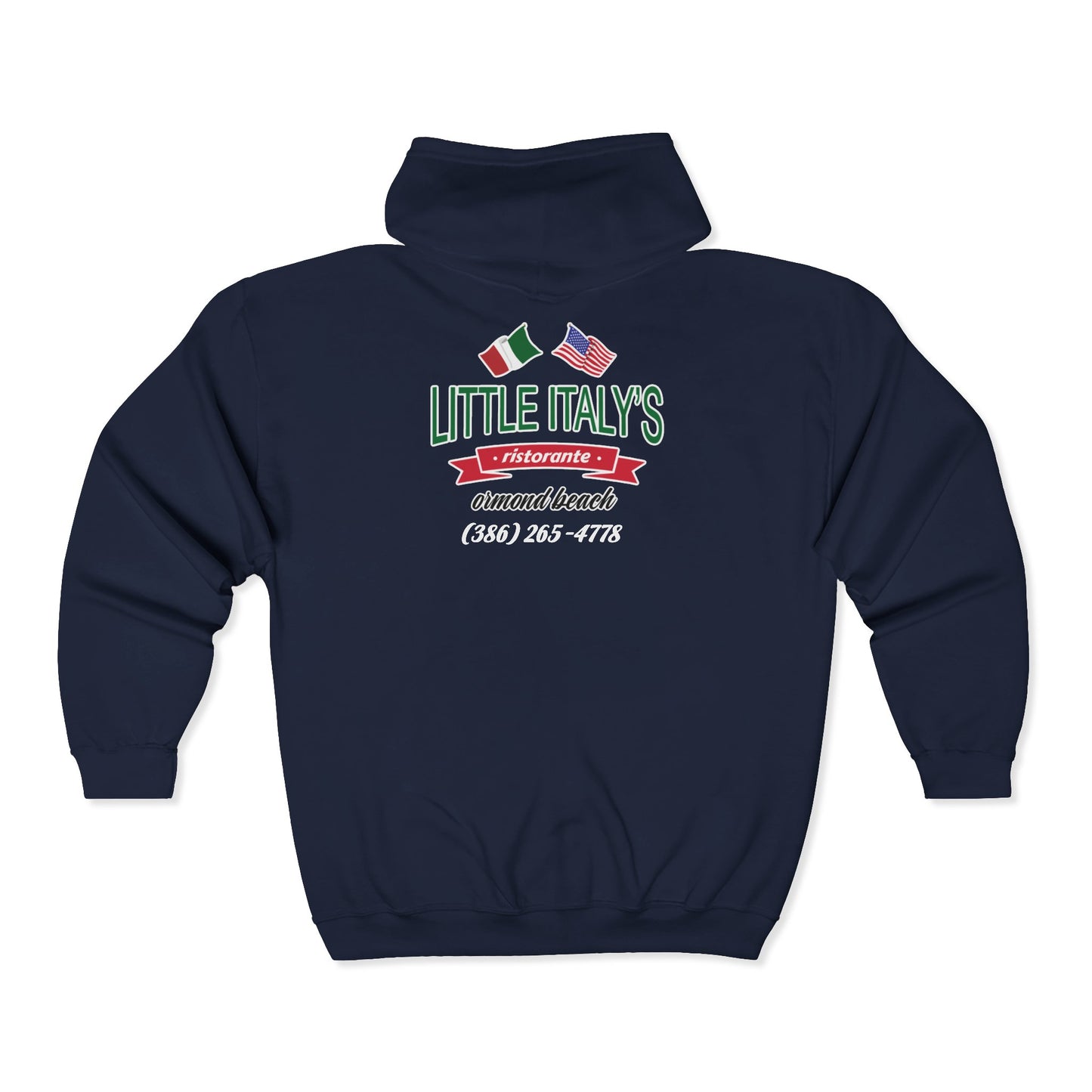 Little Italy's Ristorante 2-Sided Zip Hoodie | Ormond Beach | Italian American Flag Logo