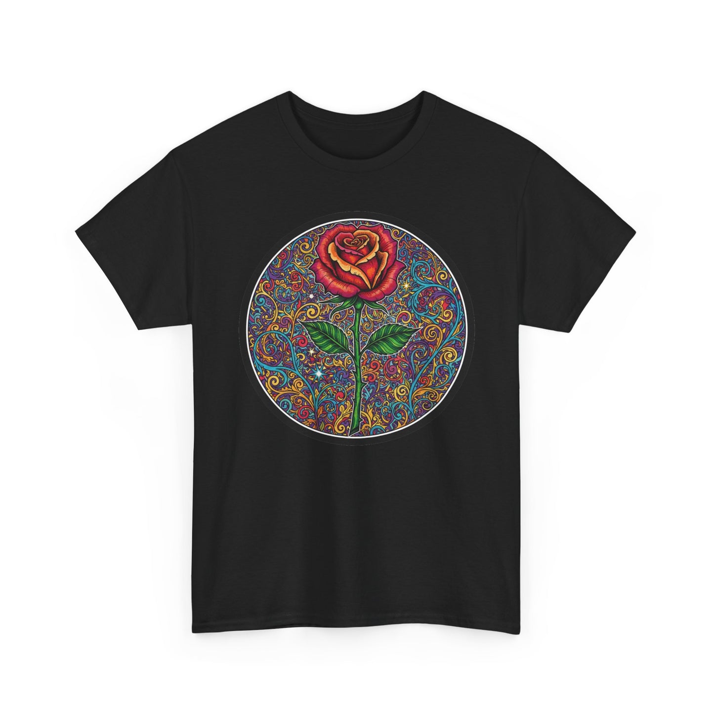 Floral Rose Mandala Tee | Psychedelic Boho Rose Graphic T-Shirt