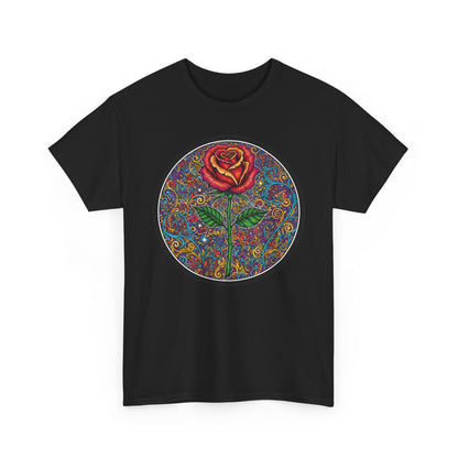 Floral Rose Mandala Tee | Psychedelic Boho Rose Graphic T-Shirt