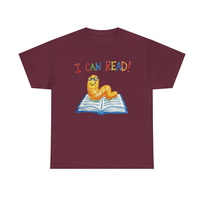 I Can Read Bookworm tee | Retro Reading Shirt