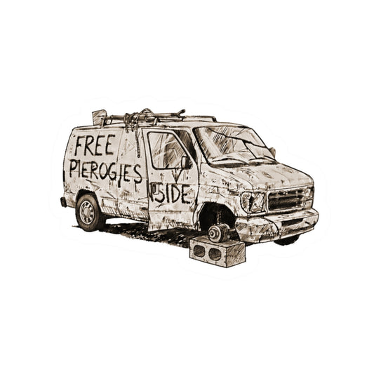 Free Pierogies Sketchy Van Sticker | Bad Food Truck | Kiss-Cut Sticker