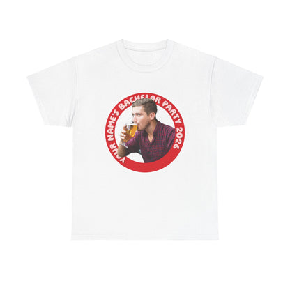 Bachelor Party Photo Tee | Custom Photo, Name & Year Circle