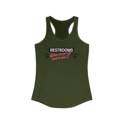 Restrooms Where Do You Want To Meet? | Trans Crossdresser Tank Top | LGBTQ