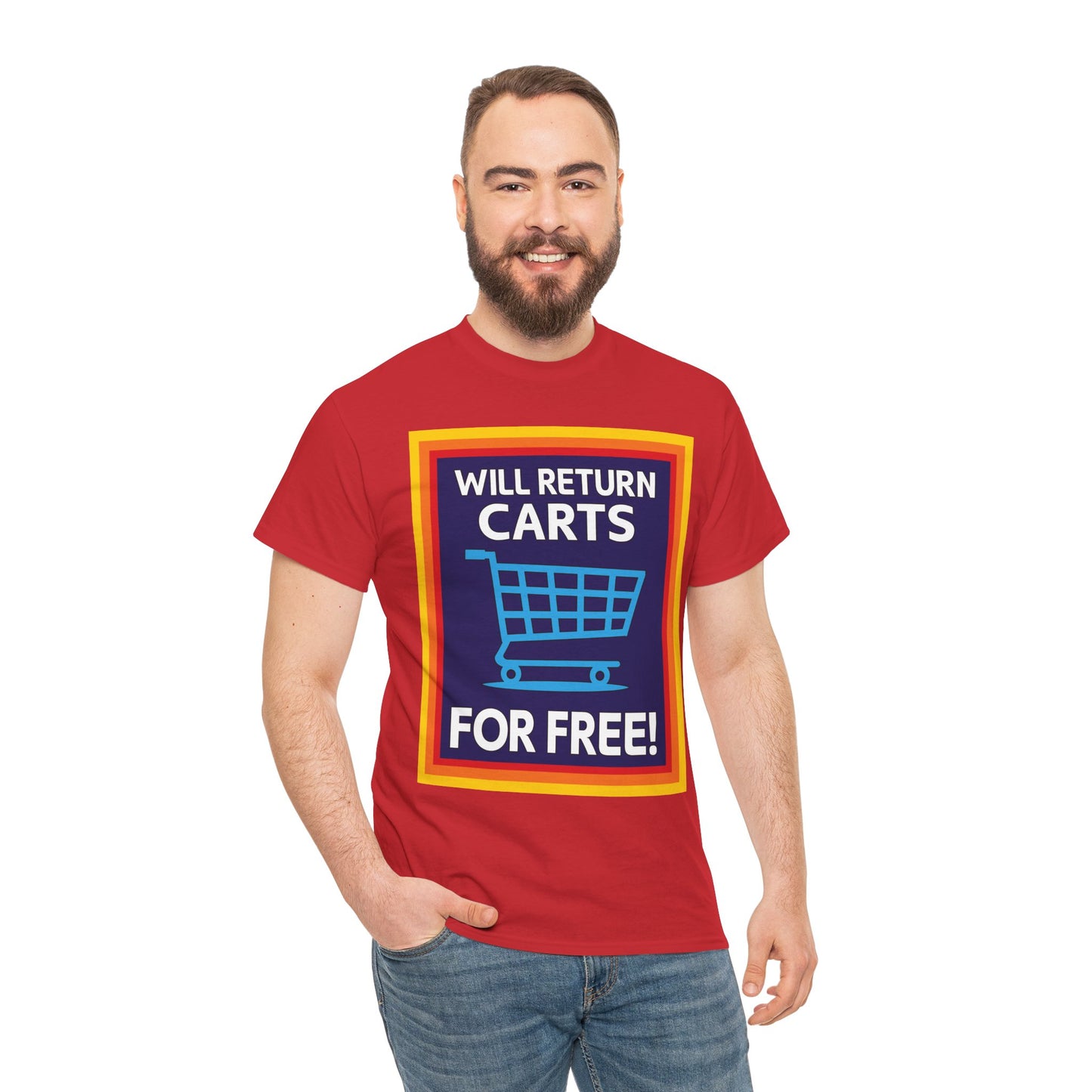 Will Return Carts for Free T-shirt | Grocery Shopping Tee | Shopping Cart Image