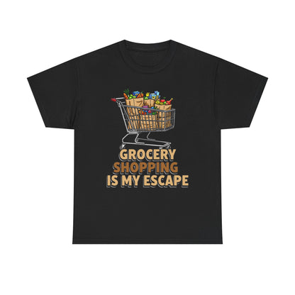 Grocery Shopping Is My Escape T-Shirt | Foodie | Shopping Cart Illustration