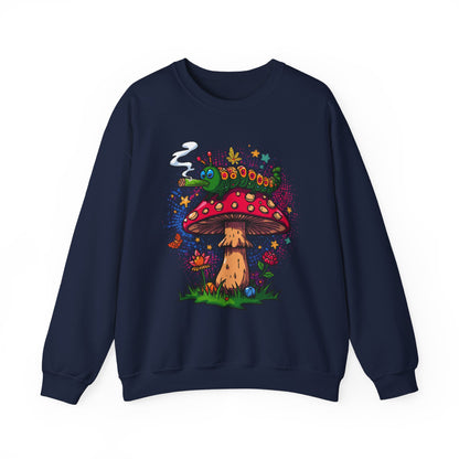 Psychedelic Mushroom and smoking Caterpillar sweatshirt | trippy hippie Illustration