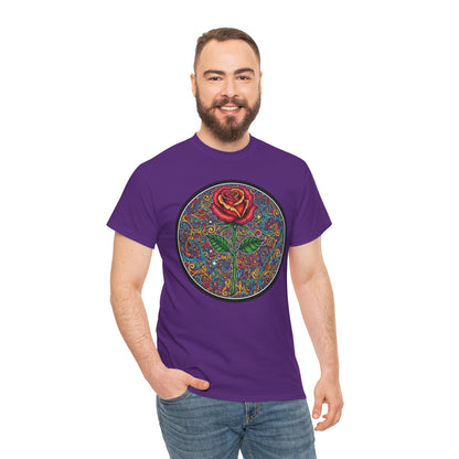Floral Rose Mandala Tee | Psychedelic Boho Rose Graphic T-Shirt