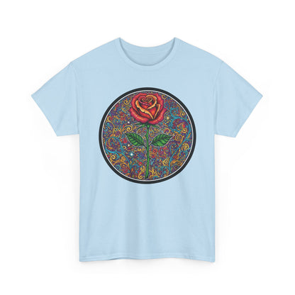 Floral Rose Mandala Tee | Psychedelic Boho Rose Graphic T-Shirt