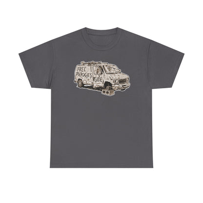 Free Pierogies Sketchy Van Funny Tee | Bad Food Truck Illustration T-Shirt