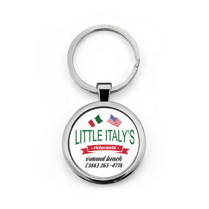 Little Italy's Ristorante Round Stainless Steel Keychain | Ormond Beach | Italian American Flag Logo