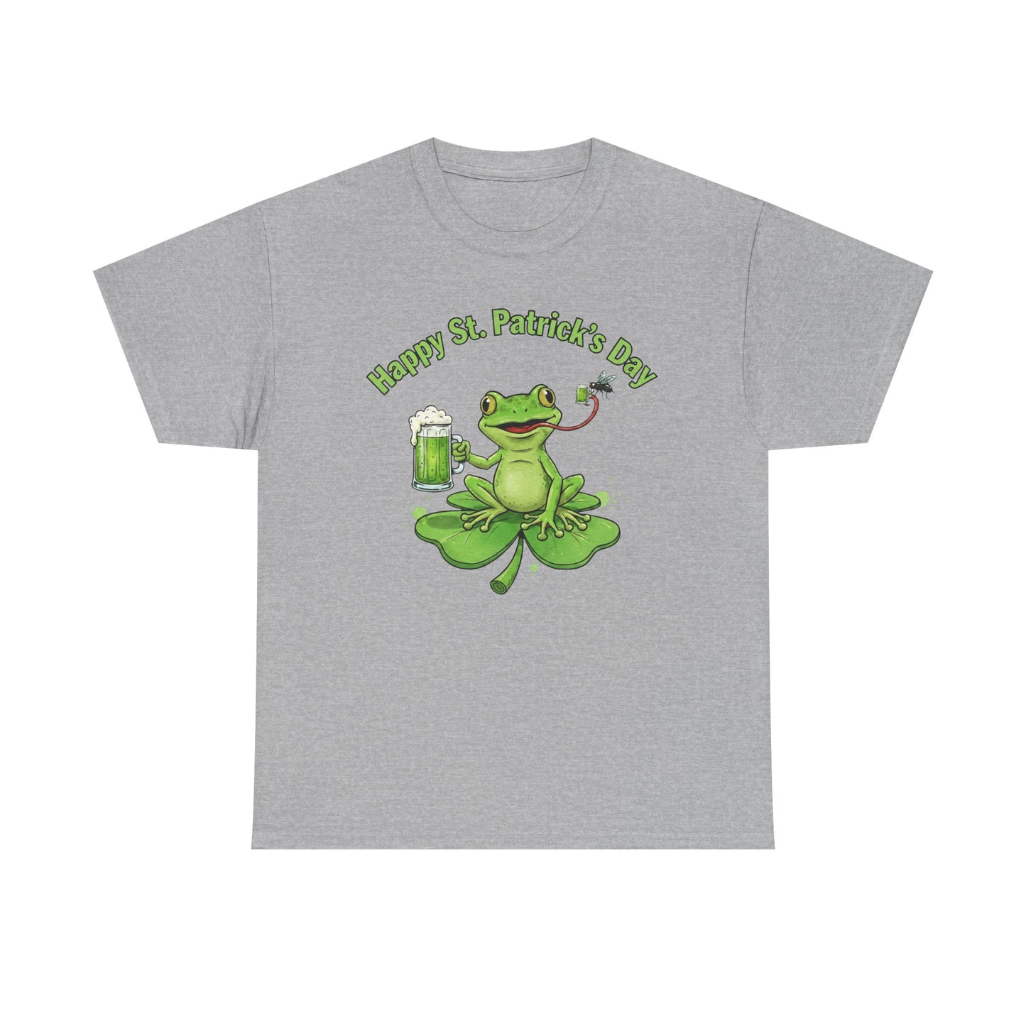 St. Patrick’s Day Happy Frog on a Shamrock T‑Shirt