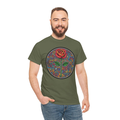 Floral Rose Mandala Tee | Psychedelic Boho Rose Graphic T-Shirt