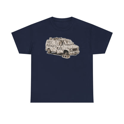 Free Pierogies Sketchy Van Funny Tee | Bad Food Truck Illustration T-Shirt