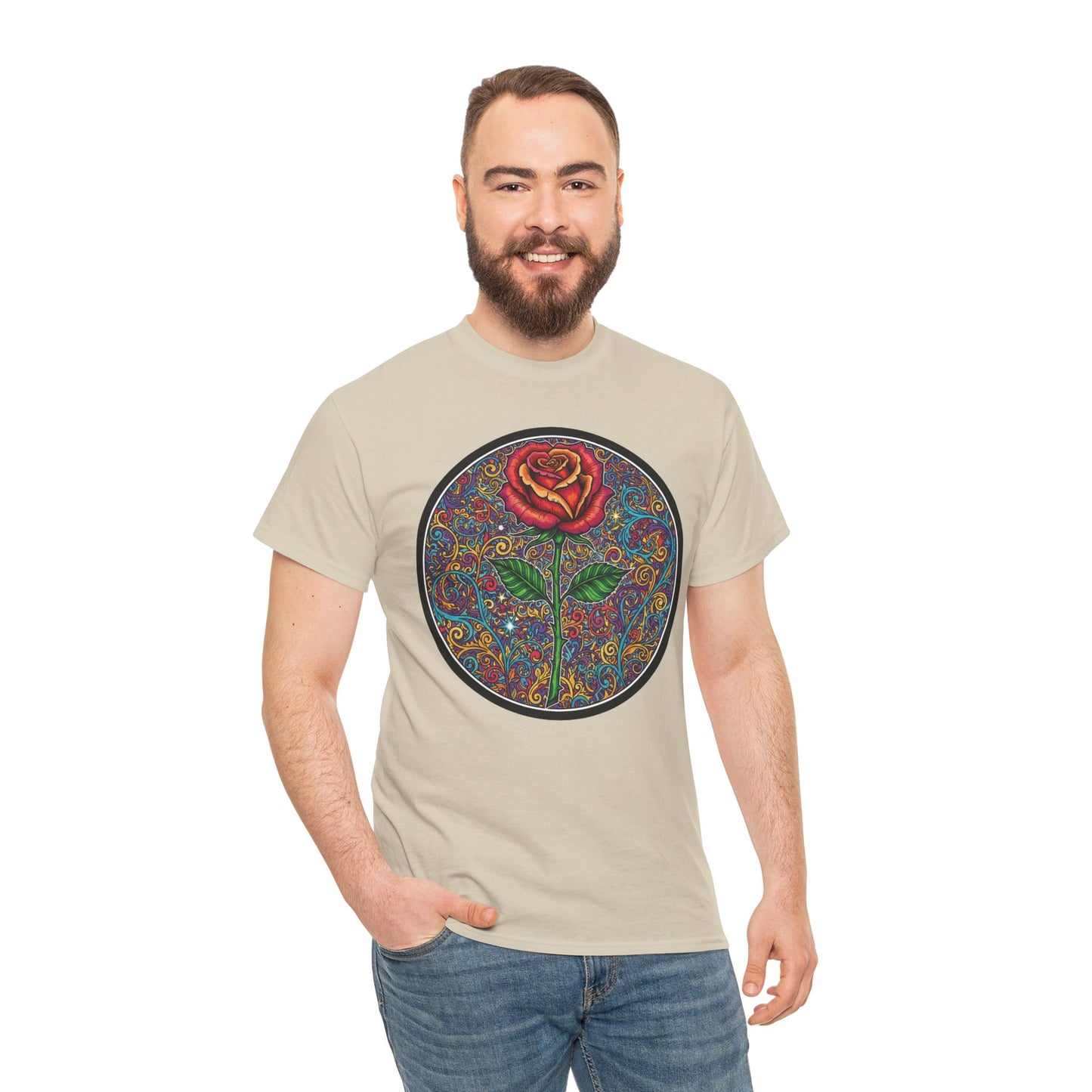Floral Rose Mandala Tee | Psychedelic Boho Rose Graphic T-Shirt