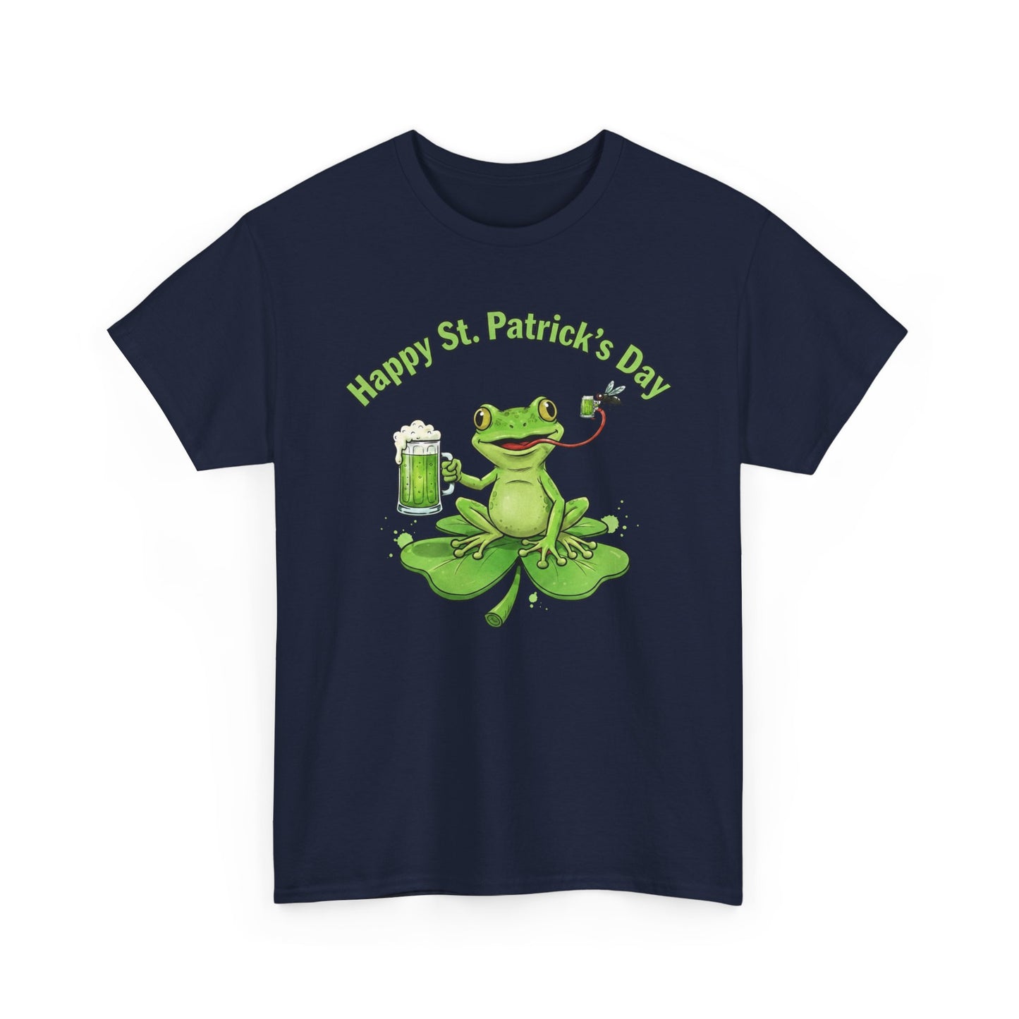 St. Patrick’s Day Happy Frog on a Shamrock T‑Shirt